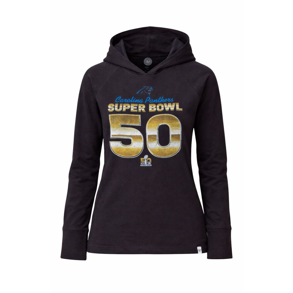 Carolina Panthers Super Bowl 50 Hoodie Shirt ’47 Brand Size Large Black NFL